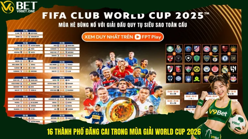 16 thành phố đăng cai trong mùa giải World Cup 2026