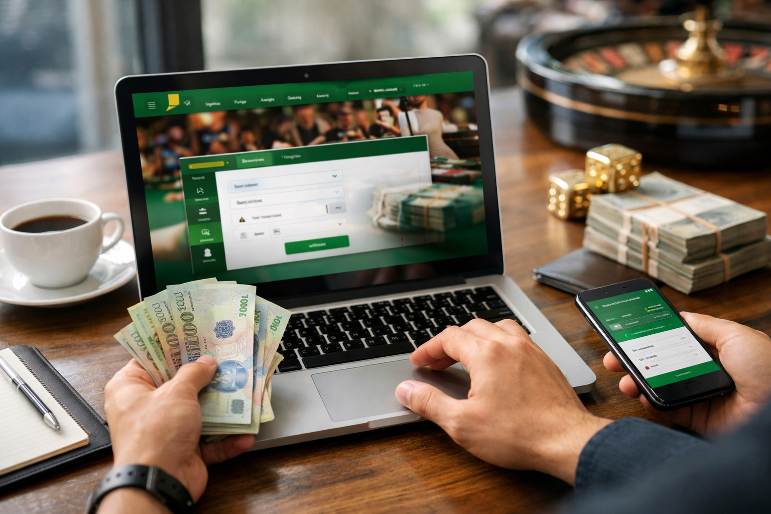 Giao diện trang chủ và khu vực quản lý tài chính tại V9bet