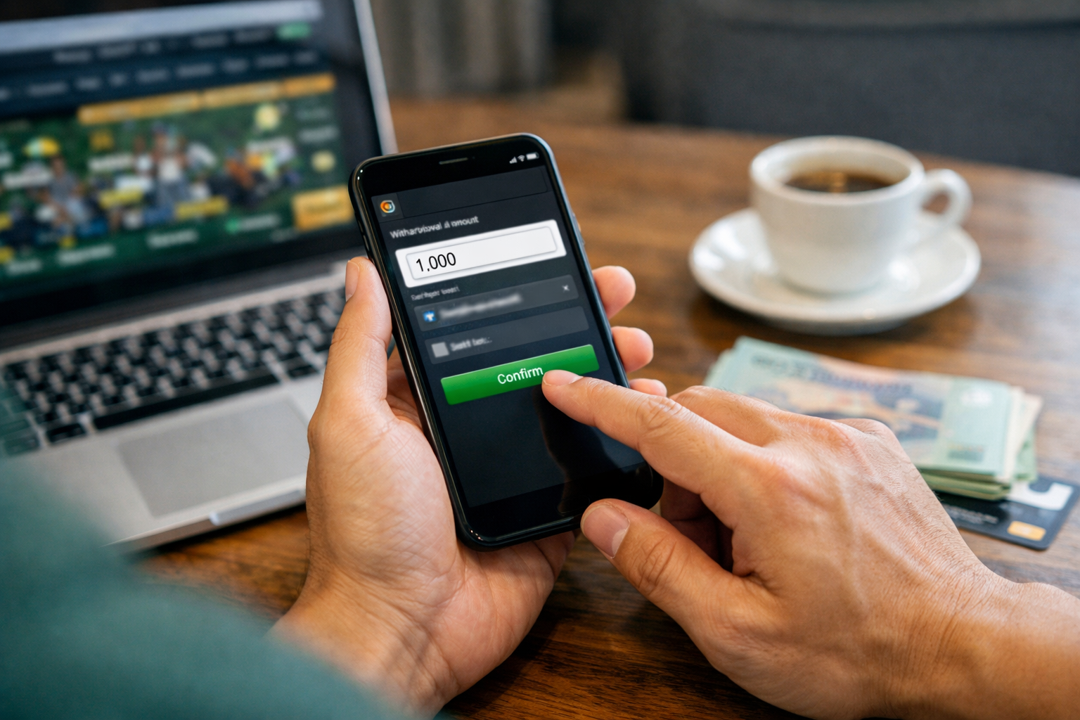 Các bước thực hiện lệnh rút tiền trên điện thoại tại V9bet